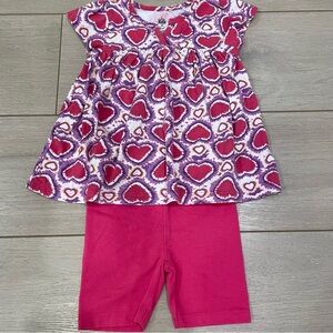 Toddler Girls 3T Valentine’s Heart Print Top & Biker Shorts Set